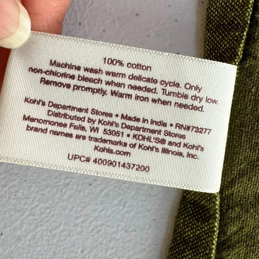 Sonoma Life+Style Solid Cotton Napkins Set Of 4 Olive Green Color